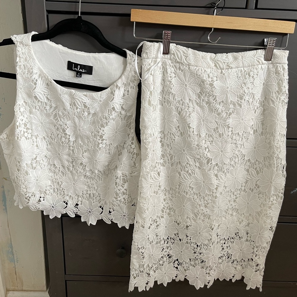 White lace two piece set